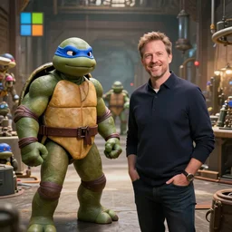 phil spencer, microsoft, ninja turtles in an asian factory, fantasy, games 3 d, unreal, amazing detali 4 k