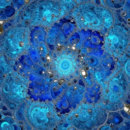 highly detailed fractal of precious metals and cerulean, indigo, sea foam 8K HDR