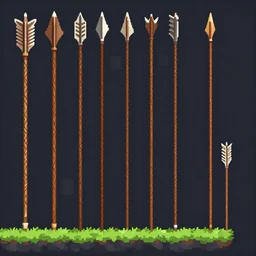 spritesheet 2 d game assets of [ medieval arrows ]