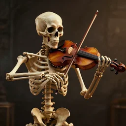 a skeleton playing the violin, atmospheric lighting unreal render octane render beautiful
