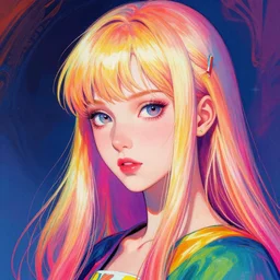 A psychedelic portrait of Zero Two , vibrant color scheme, highly detailed, in the style of romanticism, cinematic, artstation, Moebius, Greg rutkowski