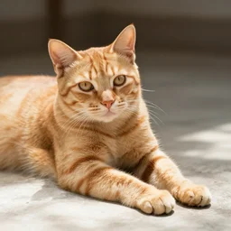 an orange tabby cat lying in the sun