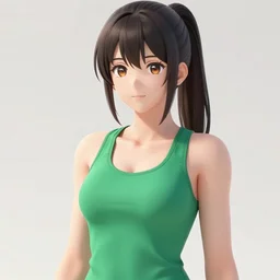 a beautiful anime girl with an athletic feminine body in a green tank top and aviator classic sunglasses holding an assault rifle, ponytail, concept art, oc commission, style by avetetsuya studios, tanned body, highly detailed, digital painting, power pose, illustration, trending on artstation, trending on twitter