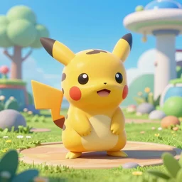 nintendo - style 3 d rendering of a cute pokemon resembling a tiger, in a futuristic zoo.