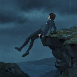 boy falls off falkor in a storm. the neverending story. greg rutkowski. melancholy undertones. 3 8 4 0. 2 1 6 0.