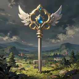 a Keyblade design based off of Omori, digital art, concept art, illustration