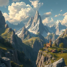 beguiling epic stunning beautiful insanely detailed landscape matte painting of the hungry mountains designed by dr seuss and michal karcz, by cyril rolando and asher durand and natalie shau, whimsical, intricate