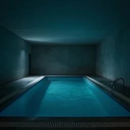 photo of a liminal space, swimming pool room, eerie, volumetric lighting