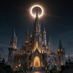 a marvelous fantastic fleet of futuristic castles in the midnight sky in a solar eclipse, by Stanley Artgerm Lau, WLOP, Rossdraws, ArtStation, CGSociety, concept art, cgsociety, octane render, trending on artstation, artstationHD, artstationHQ, unreal engine, 4k, 8k,