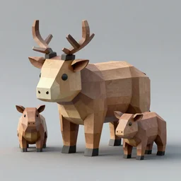 3D Render of low poly epoxy animals
