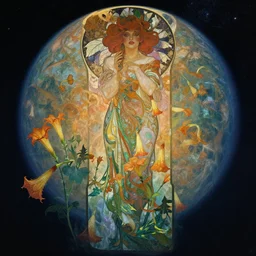 datura stramonium planet eerie but beautiful landscape with lifeforms created from datura hallucinations hyper detailed, ultra realistic, cinematic lighting 8 k, high quality image, photography style of mucha