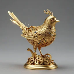 concept art, filigre!!!!!!!!!!! hollow!!!!!!!!!! bird figurine. detailed, elegant high quality, dynamic lighting, gold, jewel, kaladesh!!! steampunk, cogs, fantasy. artwork by craig j spearing, greg rutknowski