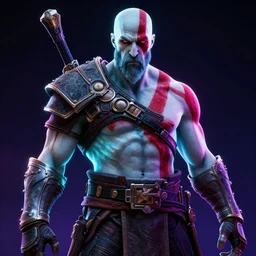 glowwave portrait of kratos in borderlands 3, neon, au naturel, hyper detailed, digital art, trending in artstation, cinematic lighting, studio quality, smooth render, unreal engine 5 rendered, octane rendered, art style by klimt and nixeu and ian sprigger and wlop and krenz cushart.
