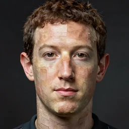 very very beautiful portrait photo of 3d Mark Zuckerberg face made from primitive objects, Perfect face, extremely high details, realistic, by Giuseppe Arcimboldo, Edward Hopper, Rene Margitte,