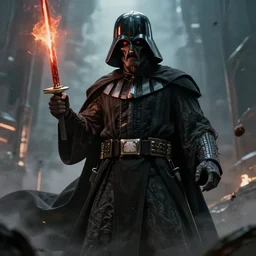 David vs goliath but Goliath is a zombie Sith Lord, epic composition, artstation, cinematic lighting, realistic