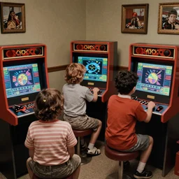 7 0 s film still from a horror movie about kids playing atari, kodachrome, cinecolor, cinestill, film grain, film texture, retro, cinematic, high resolution, photorealism,