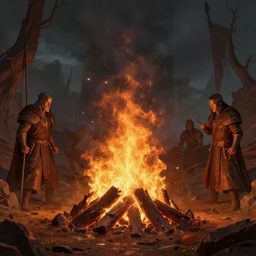 trial by fire, high fantasy, matte painting