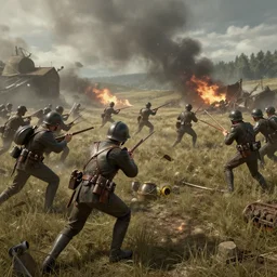 still of christian soldiers fighting in world war one, mars setting, dieselpunk, concept art, artstation, stephen bliss, unreal engine, game screenshot