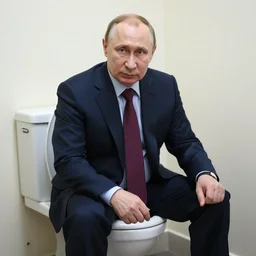 vladimir putin portrait sitting on a toilet, 8 k resolution, highly detailed