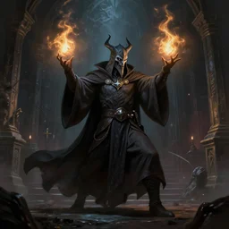 dungeons and dragons evil wizard casting spells character full body side profile portrait, dramatic light, dungeon background, 2 0 0 mm focal length, painted by stanley lau, painted by greg rutkowski, painted by stanley artgerm, digital art, trending on artstation