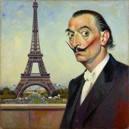 abstract painting of gatsby, oil on canvas, 1 8 th century, by salvador dali, behind the eiffel tower, award - winning photo realistic