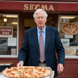 photograph portrait of Mitch McConnell entering a pizza shop, sigma 85mm f/1.4, 4k, depth of field, high resolution, 4k, 8k, hd, full color