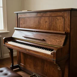 room with one old wooden piano in it, 8 k, highly detailed, amazing quality, photographic masterpiece