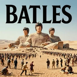 hundreds of slaves building a giant statue of the beatles in the middle of the desert, artwork by craig mullins,, cinematic composition, 4 k, octane, unreal engine, trending on art station, poster cover art