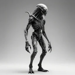 photorealistic detailed tall skinny humanoid creature, extremly detailed, black and white, 8 k, realistic, sharp focus, cosmic horror creature, cosmic horror