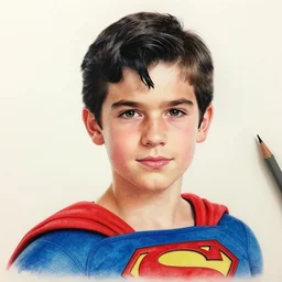 epic beautiful color ink pencil realistic majestic drawing of young superman cute hd cinematic portrait by alex ross and frank miller trending on flickr