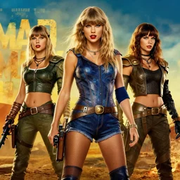 taylor swift, mad max, cinematic shot, 4k HD