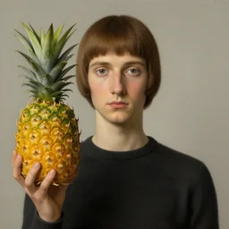 the son of man but with a pineapple, painting by rene magritte, high detail, high resolution