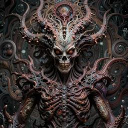 justin sun became bloody ugly lovecraftian degenerate abomination, photo - realistic, color image, 4 k, highly detailed, bodyhorror, occult art, by giger, fractal structure