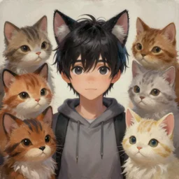 cute concept art fantasy painting of a emo boy with cat ears, by artgerm, sylvain sarrailh, rossdraws, wlop, fursona, furaffinity, furry, deviant art, e 6 2 1, global illumination, tankoban, oil on canvas, smooth details, pixar animation style!