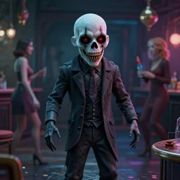 3 d render of a psychopath at a party, digital art, bizarre,