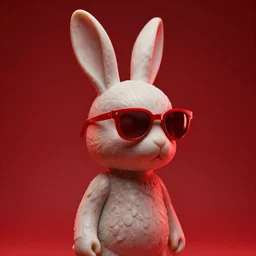 rabbit groot as marble statue, red sunglasses, in red background, soft red texture, red realistic 3 d render, high red lights, 4 k, high detailed photography red, 5 0 mm lens, rich red colors, smooth gradients, depth of field, cinematic, hyper realism, high detail, octane render, red lights, 8 k, very red lights