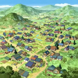 concept art of a beautiful new village by masashi kishimoto