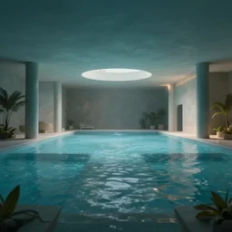 a liminal space with pools everywhere you look, cinematic shot, cinematic lighting, 8k, octane render