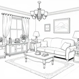 living room, steam punk, line drawing, no - shadow, black and white, by makoto shinkai takashi takeuchi studio ghibli, akihiko yoshida