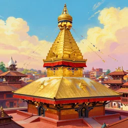 artstation concept of kathmandu, bright colorful, gold, hyperdetailed, artstation trending, world renowned artists, worth1000.com, historic artworks society, antique renewel, cgsociety, by greg rutkowski, by Gustave Dore, Deviantart