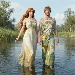hyperrealist portrait in a river by jeremy mann and alphonse mucha, fantasy, photorealistic, octane render, unreal engine, dynamic lighting, bet face, handsome man, trending on artstation, poster, volumetric lighting, very detailed faces, 4 k, award winning