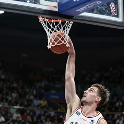 a photograph of a basketball rebound from above the rim, in the styles of sports illustrated, a nike advertisement, and ansel adams. intricate, hyperrealistic, monochrome hdr
