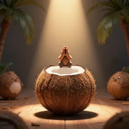 if you pray it wood, coconut, coconut, cartoon, cartoon, symmetric, dynamics lighting, cinematic,