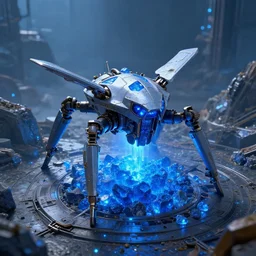 protoss drones mining blue minerals beautiful art uhd 4 k, artstation, hdr, 4 k, incredible detail, cinematic lighting, unreal engine 5