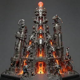 airbrush & oils of 4 character, tiered flayed lava machines, cluster tiered heirarchy, battle chaos, mainframe hydrocracking battles, medical chromed, dystopian, by wayne d barlowe, h r giger, simon bisley, alex nino, boris vallejo, enric torres, hyper realism, narrative light, muted colors, epic, hyper detailed, awe inspiring,