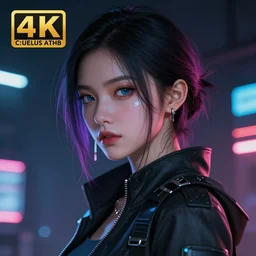 cyberpunk girl, head and shoulder shot, 4k, trending on artstation, digital art