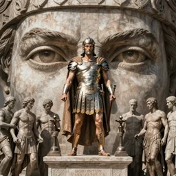 rome warrior standing altar of sacrifice by giger vasnetsov rutkowski mucha hyperrealism very detailed masterpiece shadows symmetrical eyes well proportioned balanced