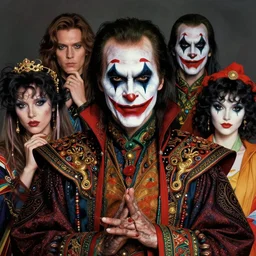 photorealistic portrait of evil looking alan rickman wearing intricate shao khan costume, bizarre voodoo makeup, clown makeup, by amano, karol bak, greg rutkowski, and akira toriyama, tonalism, hyperrealistic, artgerm, concept art, masterpiece.
