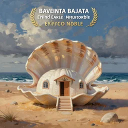 animation background painting baja california desert by the sea, a seashell shaped house by eyvind earle and maurice noble