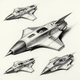 sharp design spaceship sketches, graphite